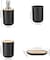 4 Piece Plastic Bamboo Bathroom Accessories Set Black