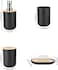 4 Piece Plastic Bamboo Bathroom Accessories Set Black