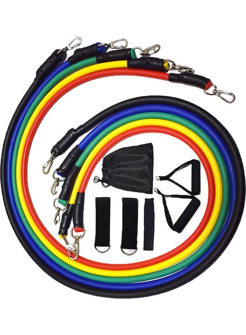 Generic 11pcs/set Resistance Bands Set Pull Rope Yoga Exercise Fitness Rubber with Handles Legs Ankle Strap Waterproof Carry Bag