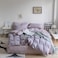 LUNA HOME Premium King Size 6 Pieces Korean Bedding Set, Plain Purple and Light Purple Color.