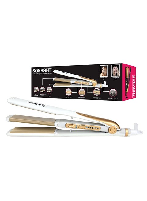 Sonashi 2 In 1 Hair Straightener And Crimper SHS-2082 White/Gold 33cm