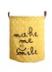 Generic Waterproof Make Me Smile Printed Laundry Bag Yellow/White/Brown 50 X 40cm