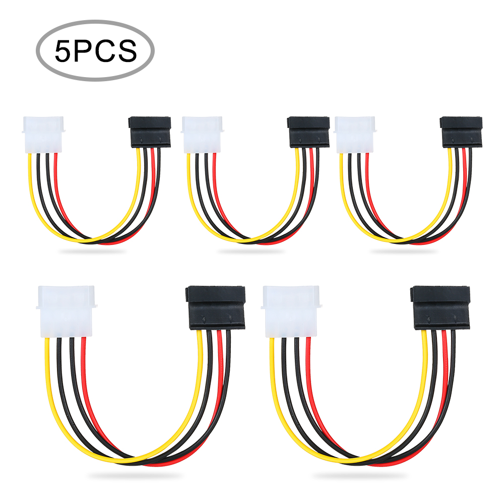 Generic-6-Inches 4-Pin Molex to 15-Pin SATA Power Connector Adapter Cable 5Pcs