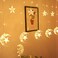 138 LED Star Curtain String Lights, Window Curtain String Light Moon Star String Light for Ramadan Wedding Party Home Garden Bedroom Decorations-EU plug(Warm White)