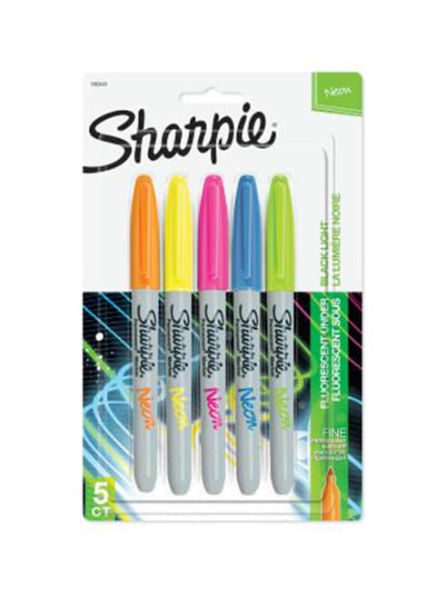 Sharpie Permanent Markers Neon Fine Point Pack of 5