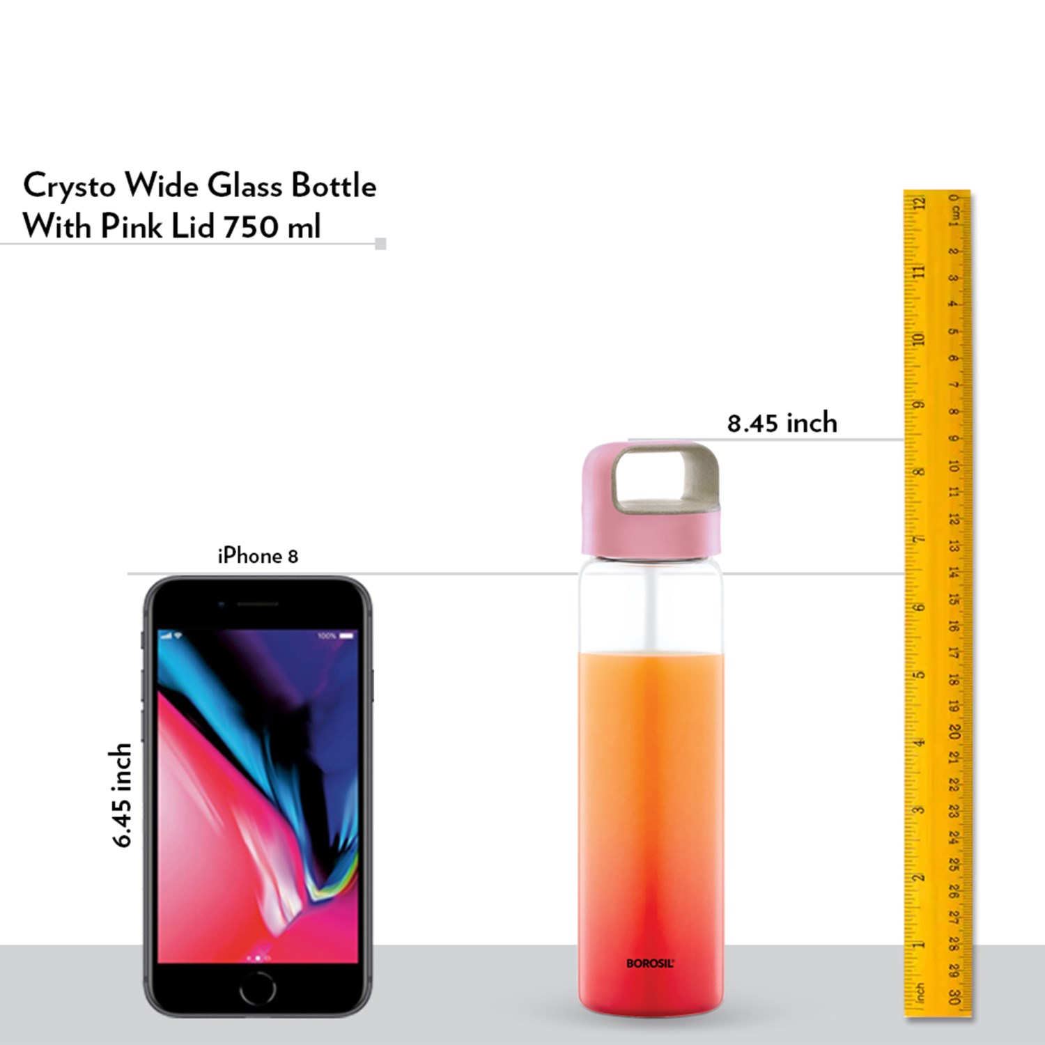 NEO Glass bottle - 750ML_Wide mouth HUSK LID PINK