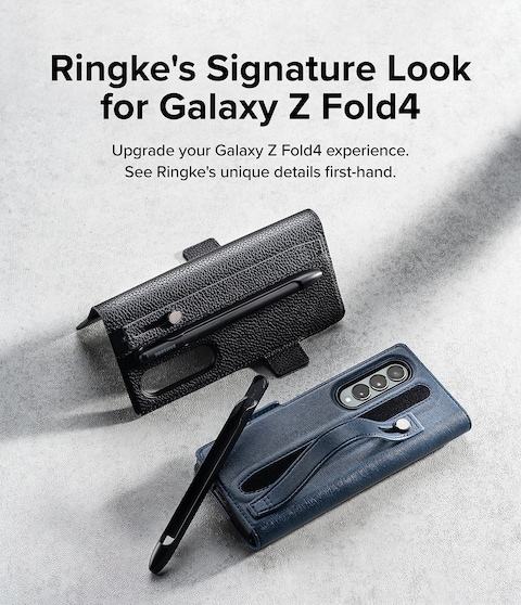 Ringke - Samsung Galaxy Z Fold 4 Case Cover - Folio Signature EZ Strap Plus  Series - Navy