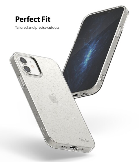 Ringke Air Design Transparent Cover for iPhone 12 Mini Case (5.4 Inch) Soft Lightweight Strong TPU Flexible Shockproof [ Perfect Fit Case for iPhone 12 Mini ] - Glitter Clear