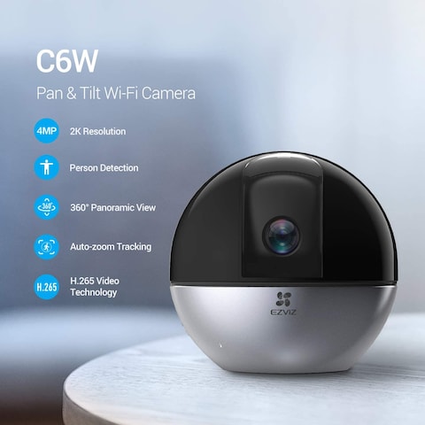 EZVIZ C6W 4MP Wifi Smart Home Indoor Security Camera Auto-Zoom Montion Tracking Human Detection 360&deg; Degree Night Vision Privacy Shutter Two-Way Talk Instant Alarm with App Control Works with Alexa