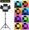 COOPIC RGB-216 2-Pack LED Video Light with 200cm Stand TFT Color Display/High CRI White LED/2500-8500K/360&deg; Full Color/9 Types of Scenes, Led Light Panel for Outdoor Photography