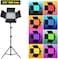 COOPIC RGB-216 2-Pack LED Video Light with 200cm Stand TFT Color Display/High CRI White LED/2500-8500K/360&deg; Full Color/9 Types of Scenes, Led Light Panel for Outdoor Photography