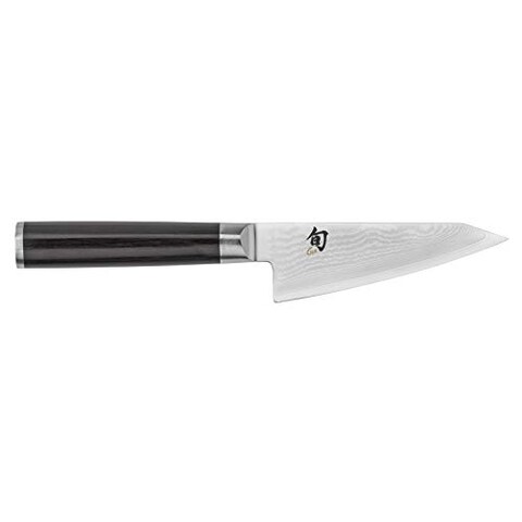 Shun Classic 4.5-inch Asian Multi-Prep Stainless Steel Kitchen Knife for Boning, Other Food Prep Tasks; Double-Bevel Blade; Handcrafted in Japan; D-Shaped Ebony PakkaWood Comfort Handle;