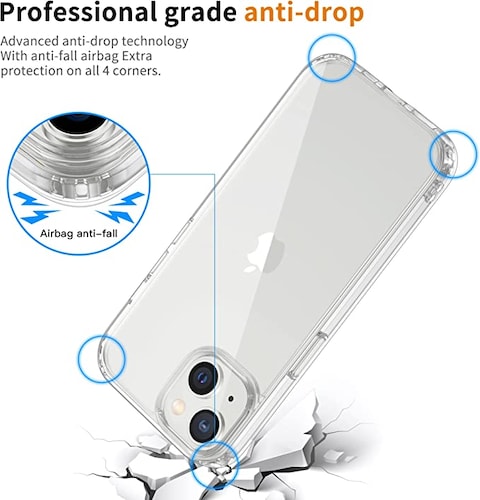 SHOWAY Case Cover for iPhone 14 (6.1-Inch), Hard Back Slim Shockproof Bumper Cover Anti-Scratch Crystal Clear Case for iPhone 14 6.1