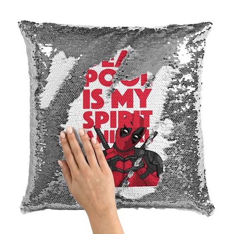 Loud Universe - Dead Pool Spirit Animal White Sequin Throw Pillow with Stuffing Unicorn Funny Dead Pool Fun Home Decor Pillow