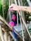 2-Piece Pompom Fluffy Hanging Charms Pink 33/21cm