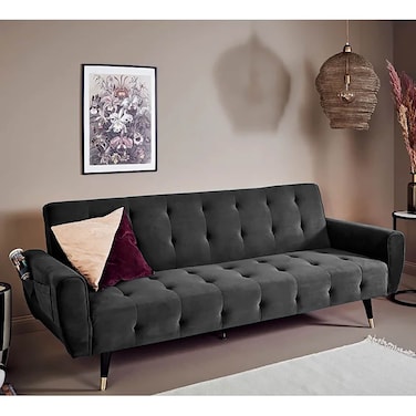 In House Montella 2 In 1 Sofabed Linen Upholstered - Dark Grey