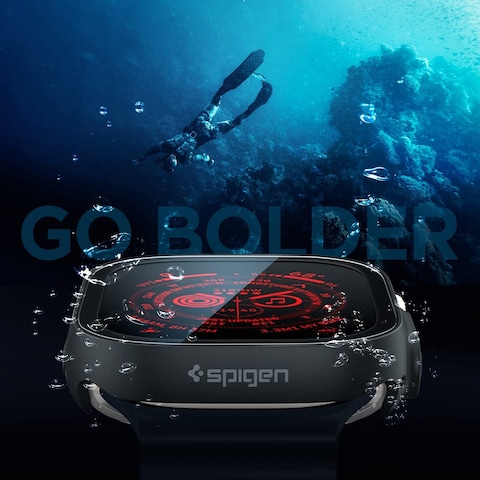 Spigen Thin Fit 360 designed for Apple Watch Ultra case with Tempered Glass Screen Protector for Apple Watch ULTRA (49mm) - Black