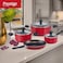 Prestige  9-Piece Non-Stick Cookware Set   Pots and Pans Set for Kitchen   Non-Stick Aluminium   PR22430 - RED
