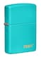 Zippo Lighter 49454zl Classic Flat Turquoise with Zippo Logo Design | Windproof | Brushed Brass | Turquoise