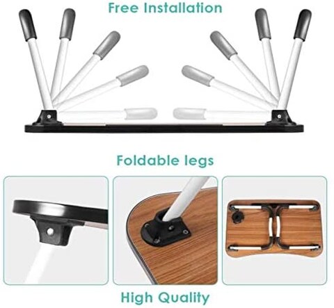 Study Table Foldable Portable Laptop Bed Table Stand Rack Computer Reading Kids Table Anti-Skid Table Home Furniture-Beige by lavish