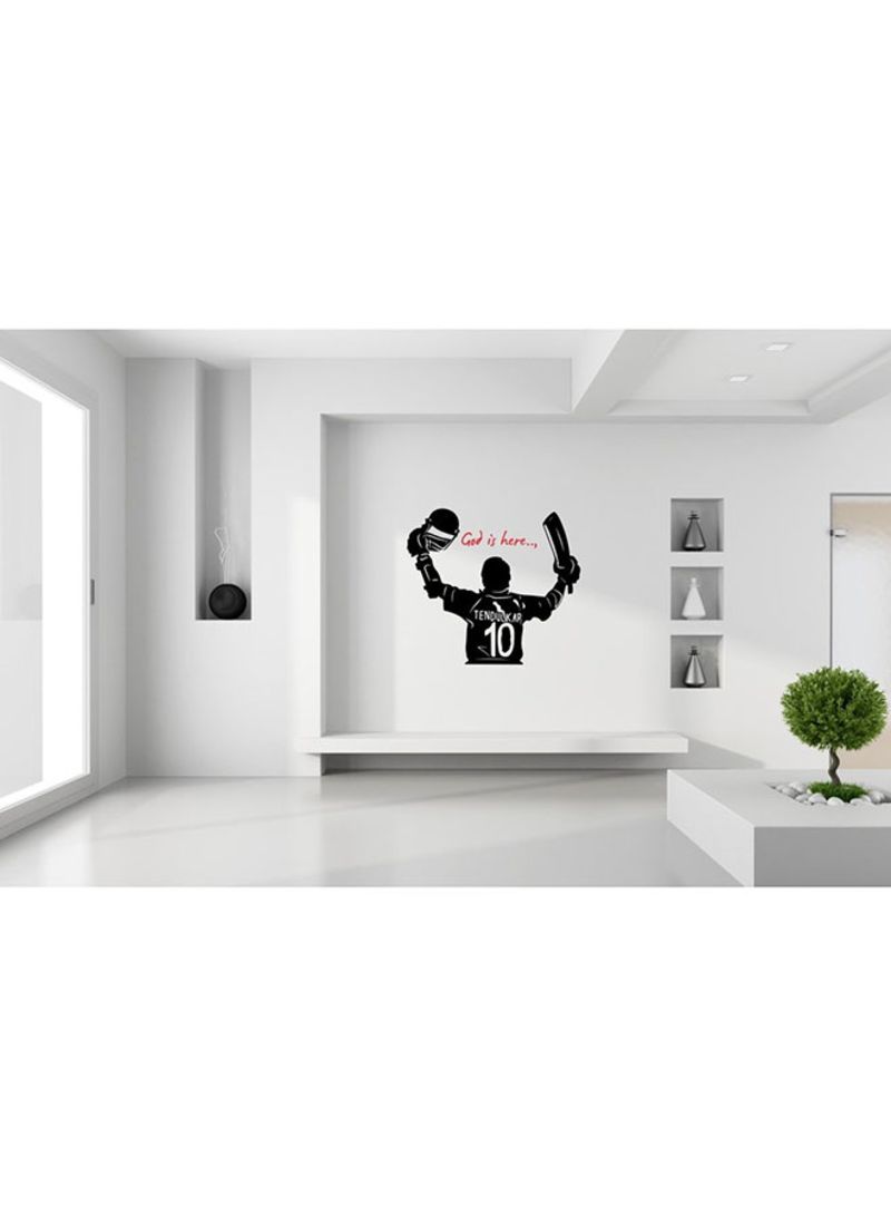 Spoil Your Wall Sachin Cricket Pose Wall Sticker Black 60x50cm