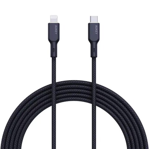 Aukey CB-NCL1 Nylon Braided USB C to Lightning Cable 1m - Black