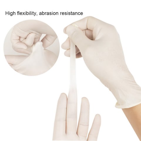 Generic-100 Pcs/Disposable Gloves Thick  Powder-Free Rubber Latex Stretchy Gloves Sterile Food Safe Grade for Home Food Laboratory Use (XL)