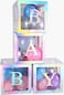 Baby Shower Boxes Party Decorations &ndash; 4Pcs Transparent Balloons Decor Baby Box Baby Blocks Decorations for Boy Girl Baby Shower 1st Birthday Party Gender Reveal Backdrop (Rainbow Silver)
