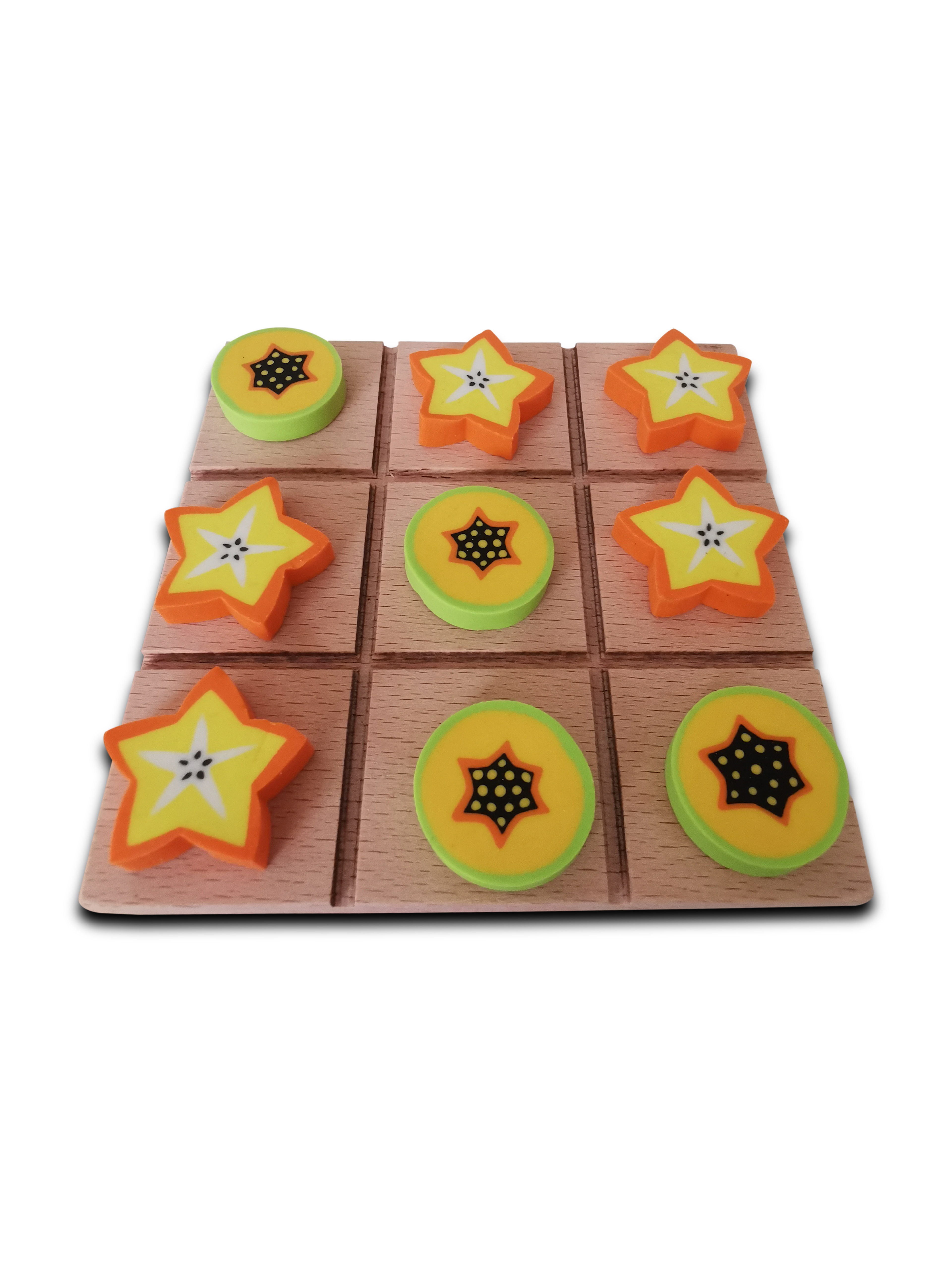 Creative Design  Fruit Slide Matching Wooden Tic Tac Toe Board Game Puzzle