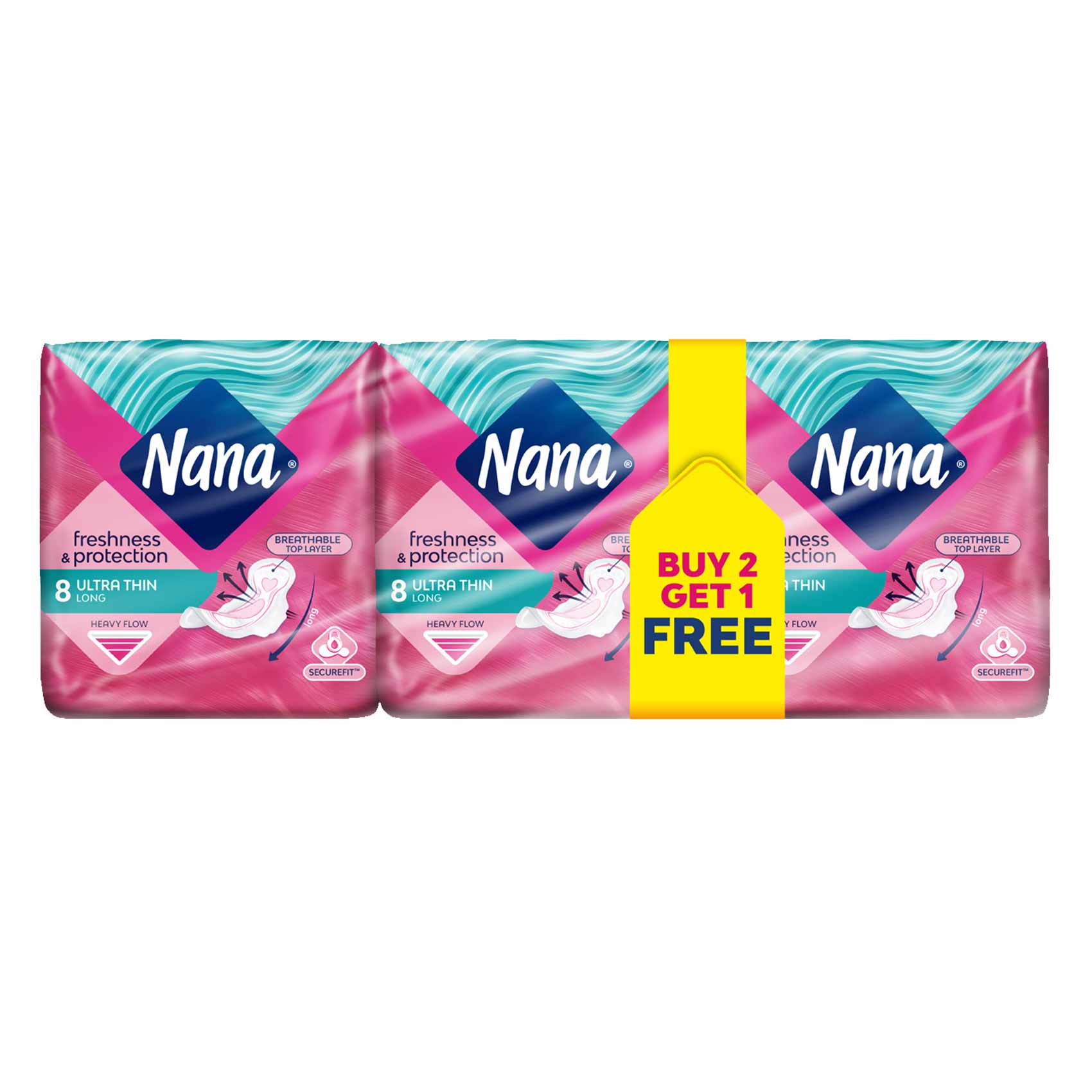 Buy Nana Ultra Thin Long Pads 8Sheets 2+1Free Online | Carrefour
