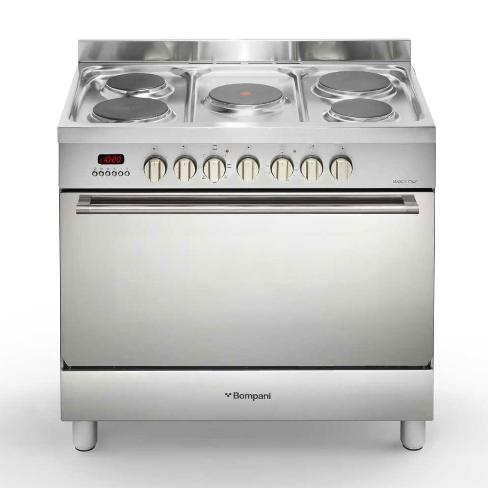 Bompani 90x60 Electric Cooker With 5 Hot Plates, Oven &amp; Grill-DIVA90EE5EIX Silver