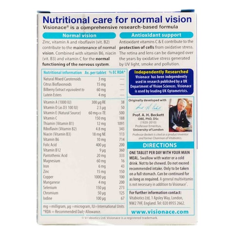 Vitabiotics Visionace Original Supplements 30 Tablets