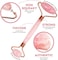 Doreen Jade Roller and Gua Sha Set - 100% Original Rose Quartz Face Roller and Gua Sha Set - Noiseless Pink Jade Roller and Gua Sha Facial Tools - Jade Roller Rose Gold for Face Lifting and Depuffing