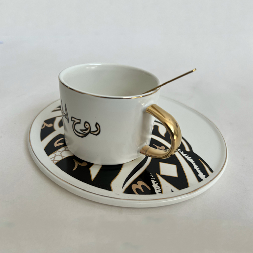 Luxury Restaurant Set Ceramic Cup &amp; Saucer With Spoon