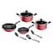 Tefal Super Cook Cookware Set 9 Pieces Red/Black