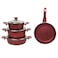 In House 7 Pieces Turkish Granite Cookware Set With Steel Lid - Red