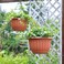 Vsell24 Hanging Flower Pot Set of 3 Hanging Plastic Planter for Indoor and Outdoor Plants with Drainage Hole and Absorbing Tray Terracotta