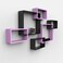 Wooden Twist Intersecting Wall Shelves Pink &amp; Black Set of 6