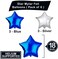 Party Time 6-Pieces 18 Inches Silver &amp; Blue Star Foil Balloons Set For Wedding, Anniversary, Birthday Party Decorations - Party Supplies