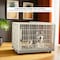 Dog cage with Open-top design, Lockable doors, and Universal wheels, Durable plastic dog crate kennel for medium and large dogs, suitable for indoor &amp; outdoor 82 cm (Khaki)