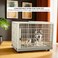 Dog cage with Open-top design, Lockable doors, and Universal wheels, Durable plastic dog crate kennel for medium and large dogs, suitable for indoor &amp; outdoor 82 cm (Khaki)