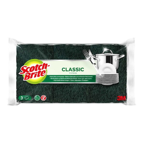 Buy Scotch-Brite Heavy Duty Classic Flat Laminate Scrub Sponge 3 PCS in UAE