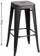 LANNY 75cm High Antique Metal Indoor-Outdoor Barstool High Chair D7 MATT BLACK with Square Seat