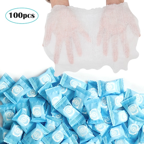 Generic-Compressed Towel Disposable Face Towel Portable Washcloth Baby Wipes Wet Wipes Travel  Napkins Pure Cotton Mini  Tissues Hand Cleansing Towel for Travel Camping Sports Outdoor 100 Pcs