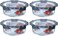AtrauX 2-Pcs Round Glass Storage Containers Lunch Box with Lids, Meal Prep Containers-1300ml