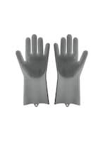 اشتري Generic Magic Silicone Gloves With Wash Scrubber Grey 35.7 x 16.5cm في الامارات