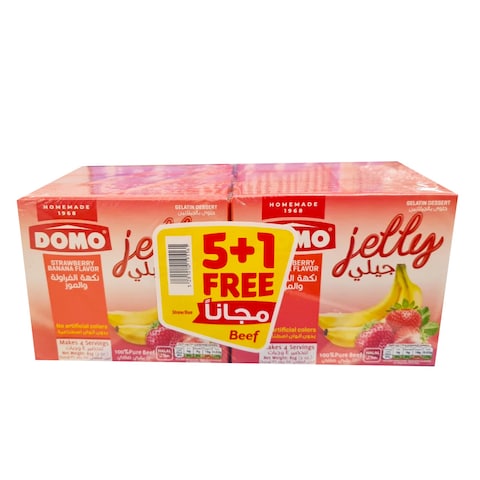 Domo Jelly Gelatin Dessert Strawberry Banana 85GR 5+1 Free