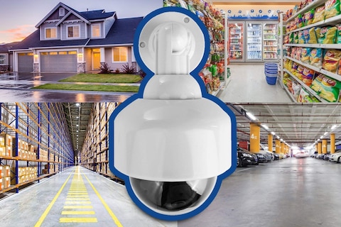 Tomvision - Solar Power Dummy PTZ Dome Camera CCTV security camera with LED light and battery powered fake Speed Dome Camera
