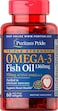 Puritan's Pride Triple Strength Omega-3 Fish Oil 1360mg 950mg Active Omega-3 Softgels 60