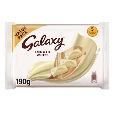 Galaxy Smooth White Chocolate Bar, 38g Pack of 5